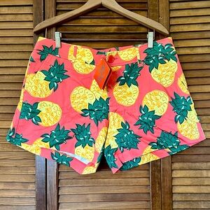 Tracy Negoshian Pink and Yellow Pineapple Print Shorts